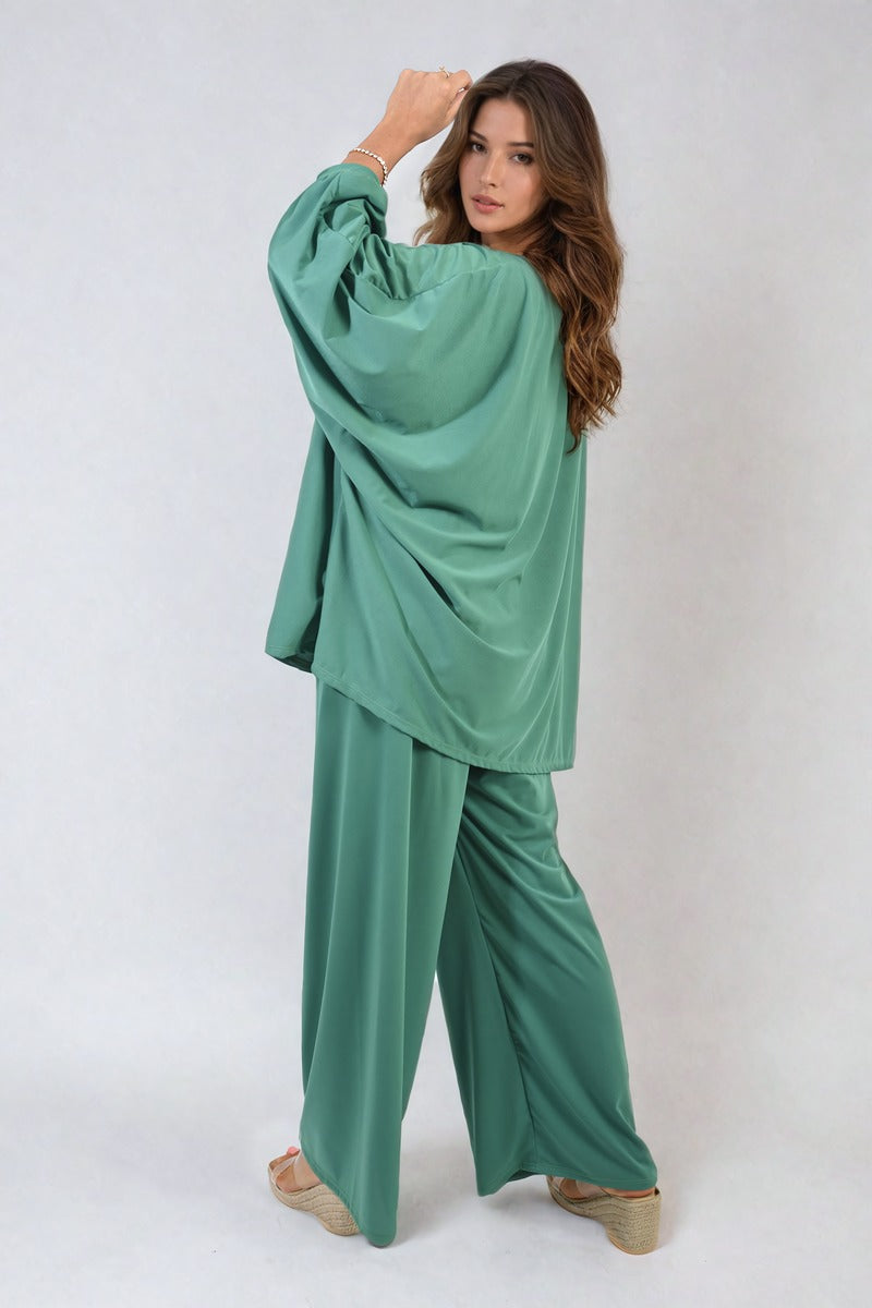 DANIELA Oversized Long Sleeve Top and Wide Leg Co-ord Set