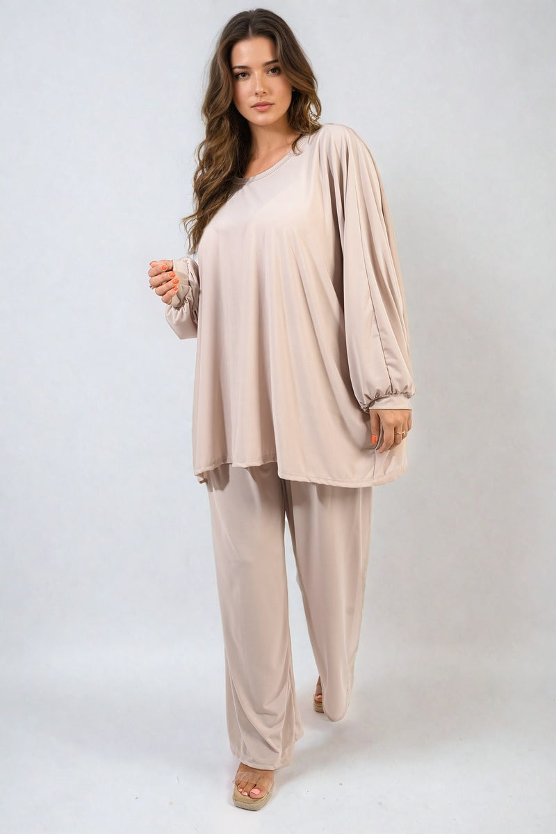 DANIELA Oversized Long Sleeve Top and Wide Leg Co-ord Set