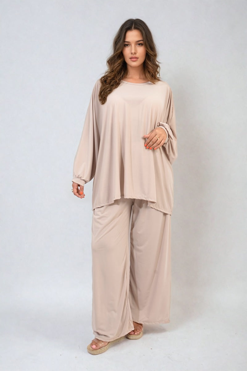 DANIELA Oversized Long Sleeve Top and Wide Leg Co-ord Set