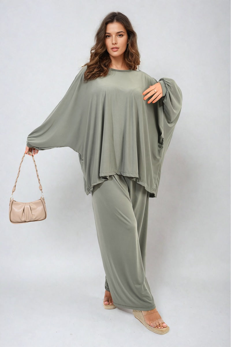 DANIELA Oversized Long Sleeve Top and Wide Leg Co-ord Set