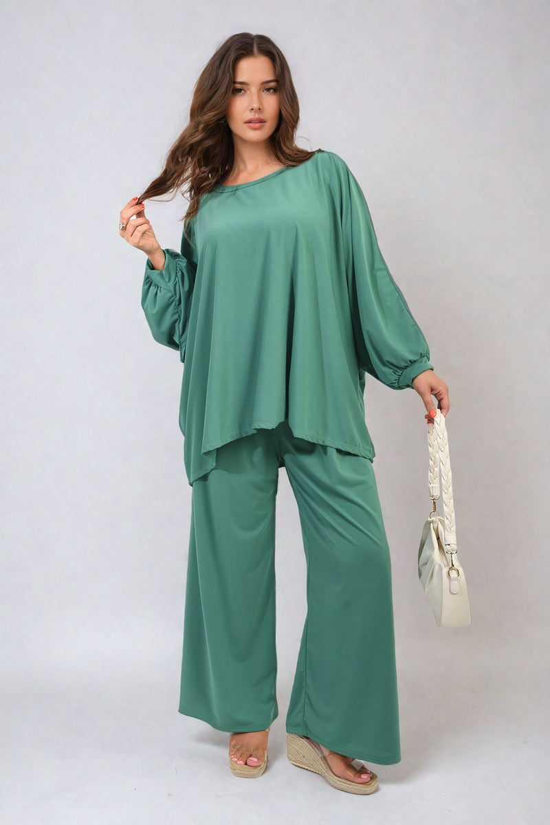 DANIELA Oversized Long Sleeve Top and Wide Leg Co-ord Set