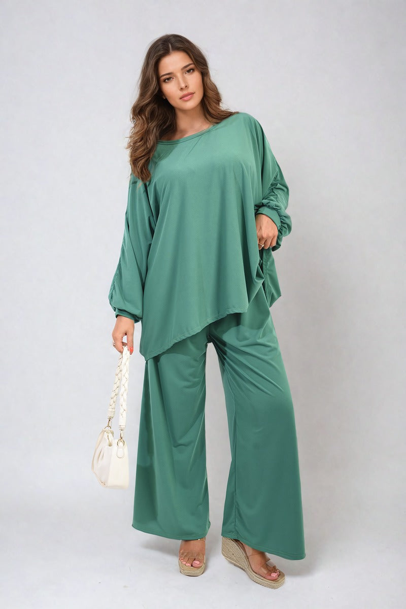 DANIELA Oversized Long Sleeve Top and Wide Leg Co-ord Set