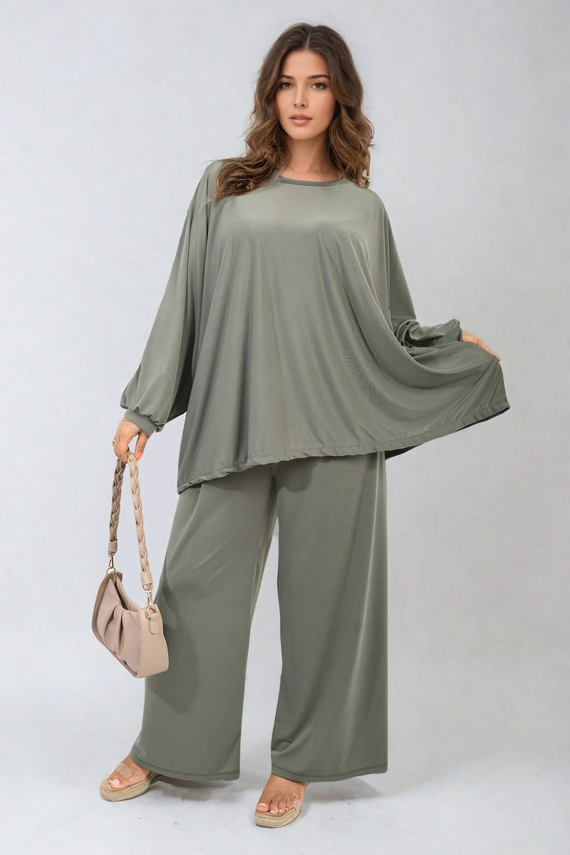 DANIELA Oversized Long Sleeve Top and Wide Leg Co-ord Set