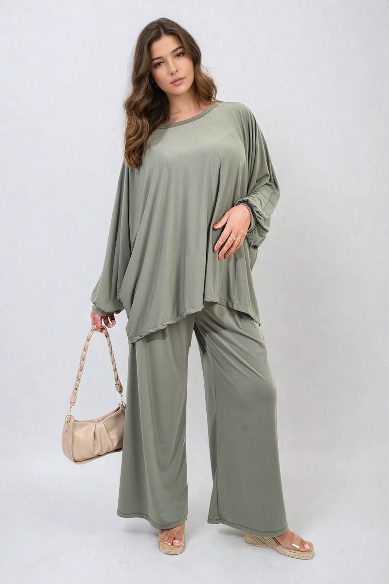 DANIELA Oversized Long Sleeve Top and Wide Leg Co-ord Set