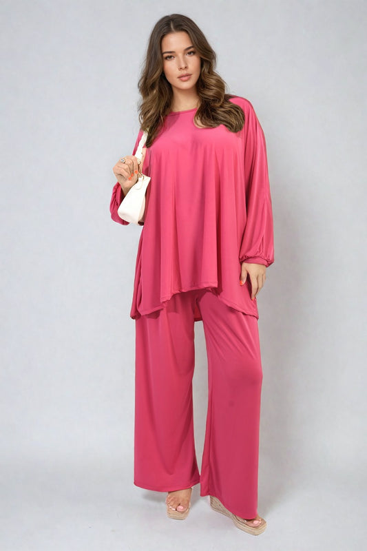 DANIELA Oversized Long Sleeve Top and Wide Leg Co-ord Set