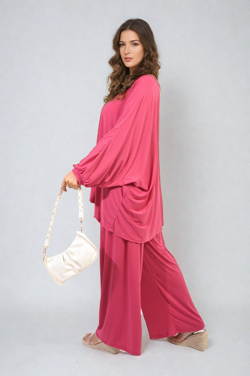 DANIELA Oversized Long Sleeve Top and Wide Leg Co-ord Set