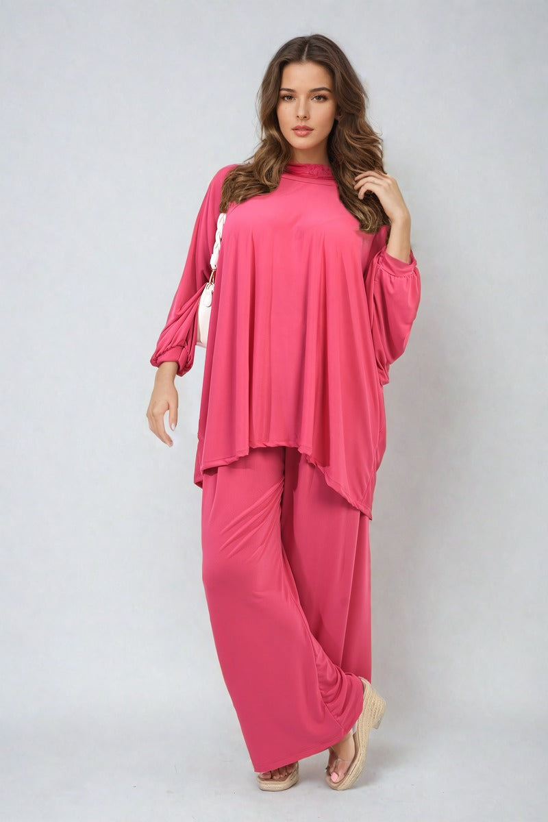 DANIELA Oversized Long Sleeve Top and Wide Leg Co-ord Set