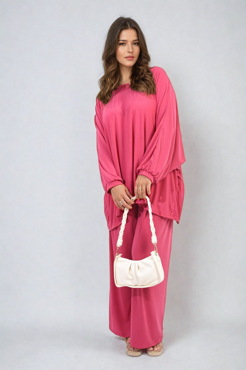 DANIELA Oversized Long Sleeve Top and Wide Leg Co-ord Set