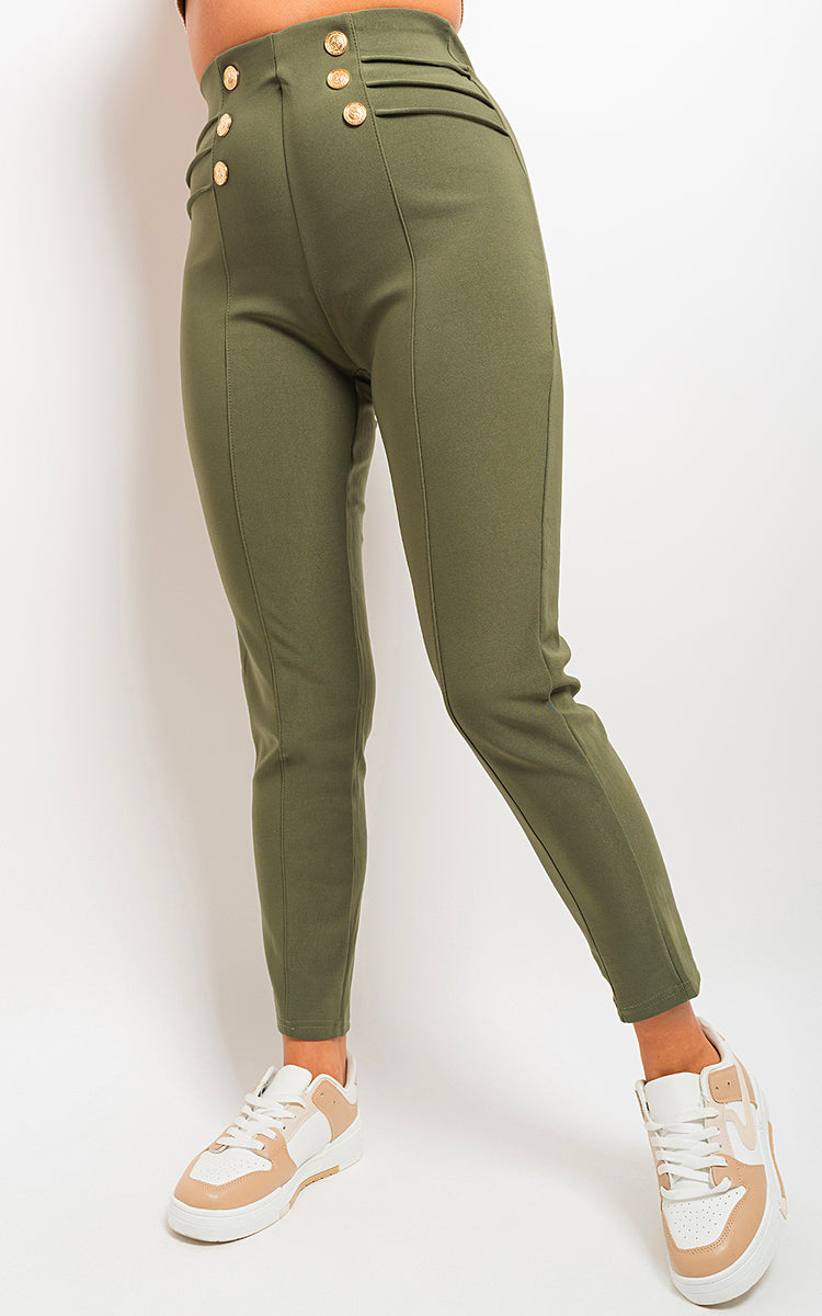 DIANA High Waisted Button Front Leggings