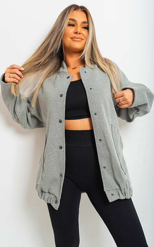 DAPHNE Oversized Chunky Bomber Jacket