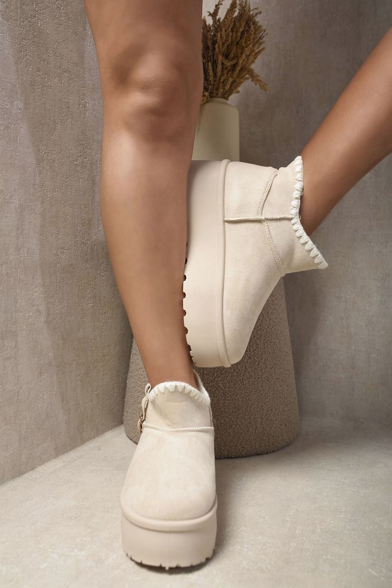 DEBRA Fur-lined Platform Ankle Boots