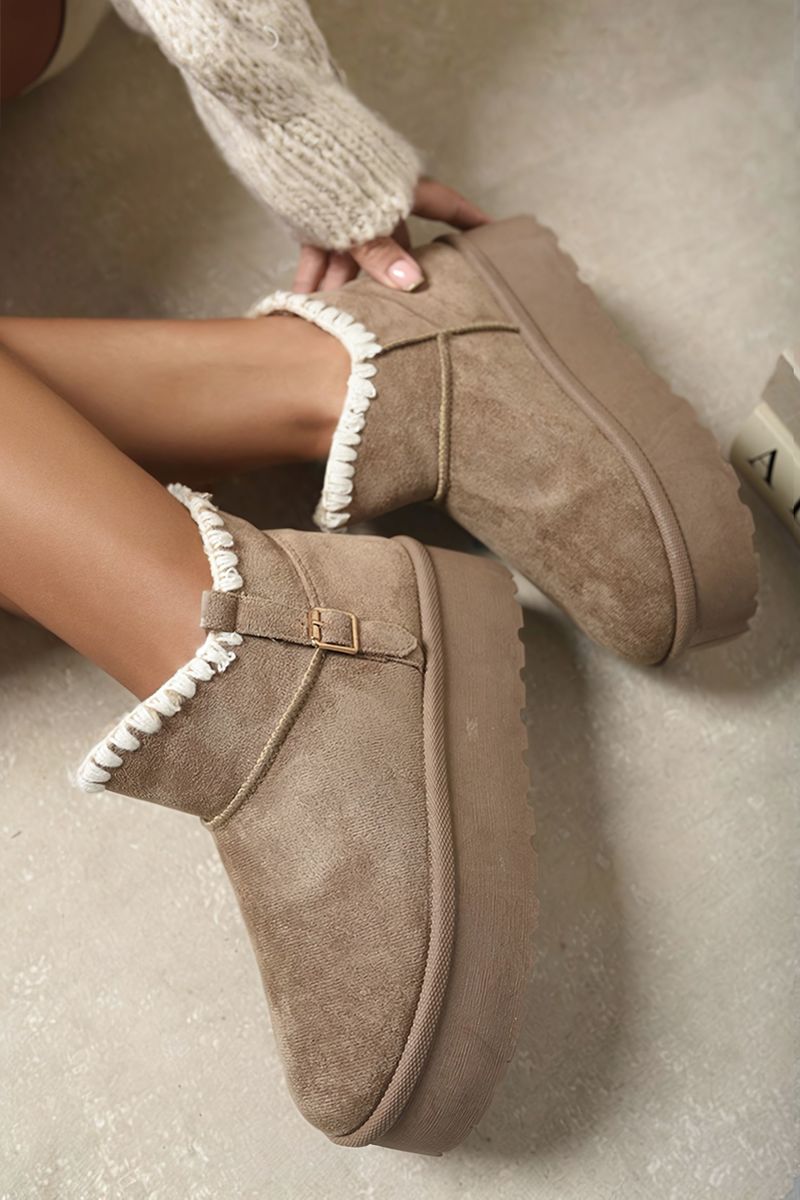 DEBRA Fur-lined Platform Ankle Boots