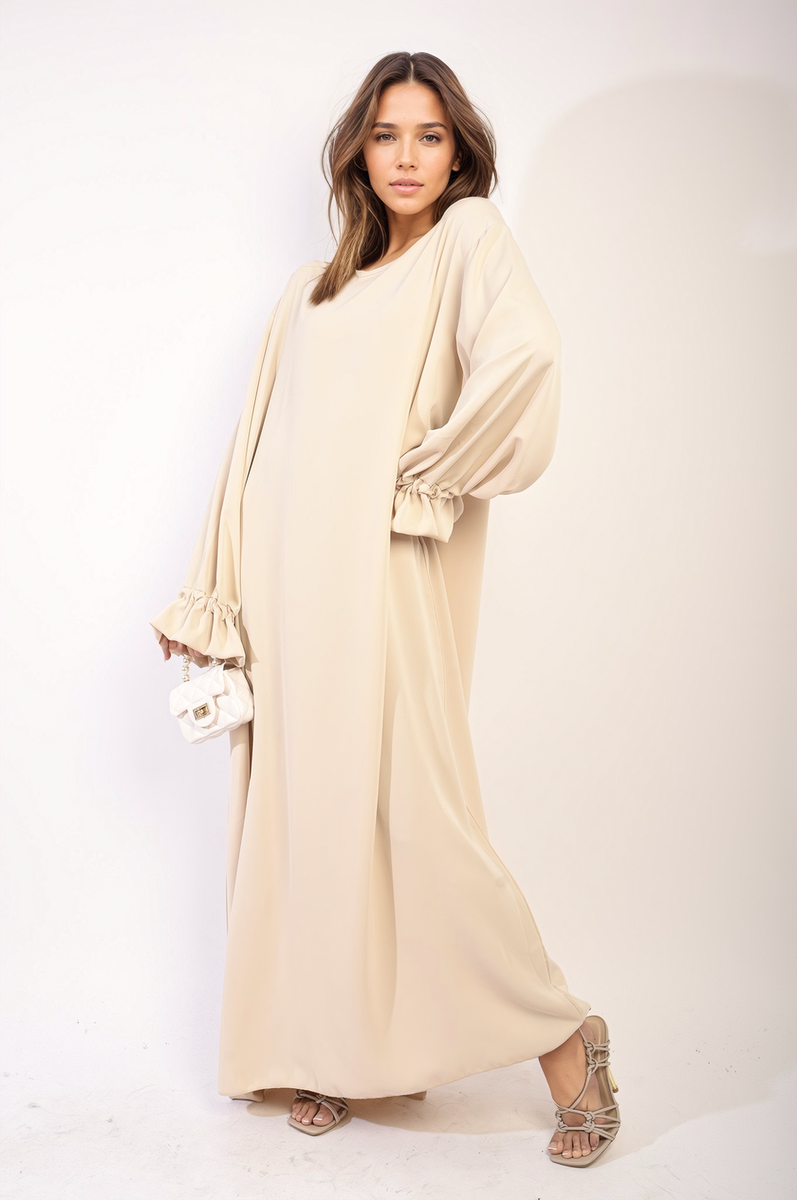 Abaya Maxi Dress with Elastic Sleeve