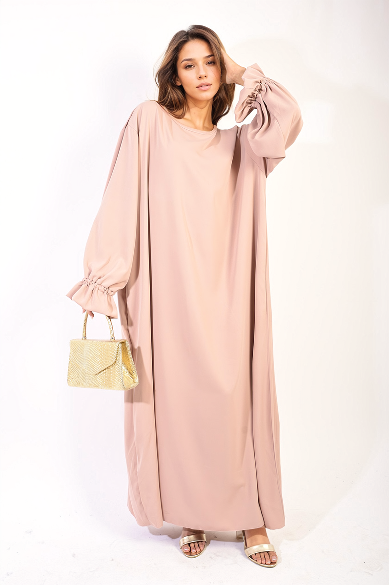 Abaya Maxi Dress with Elastic Sleeve