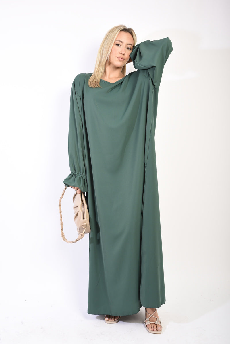 Abaya Maxi Dress with Elastic Sleeve