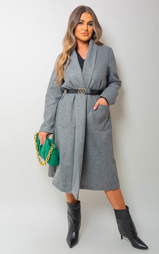 DELILAH Wrap Belted Long Coat