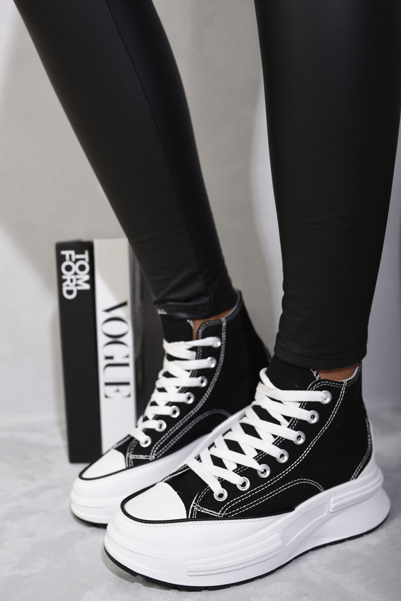 DENISE High Top Platform Lace Up Chunky Trainers