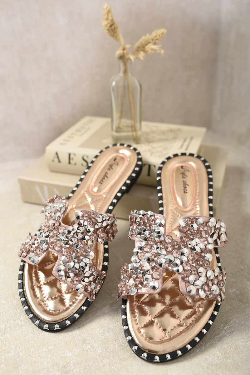 DESIREE Embellished Open Toe Flat Sandals