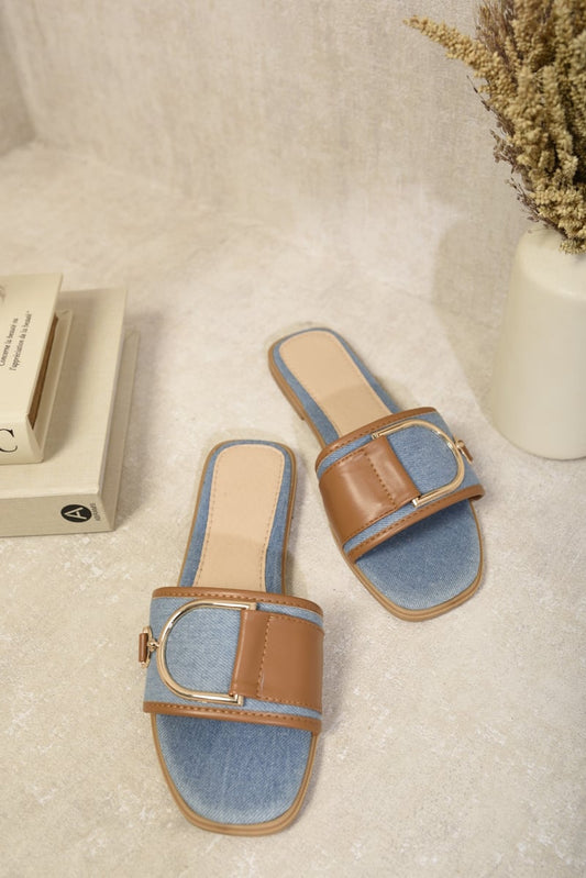 DIANE Slip On Buckle Strap Flat Sandals