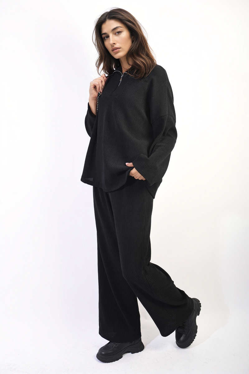 DULCIE Half Zipper Long Sleeve Top and Trouser Co-ord Set