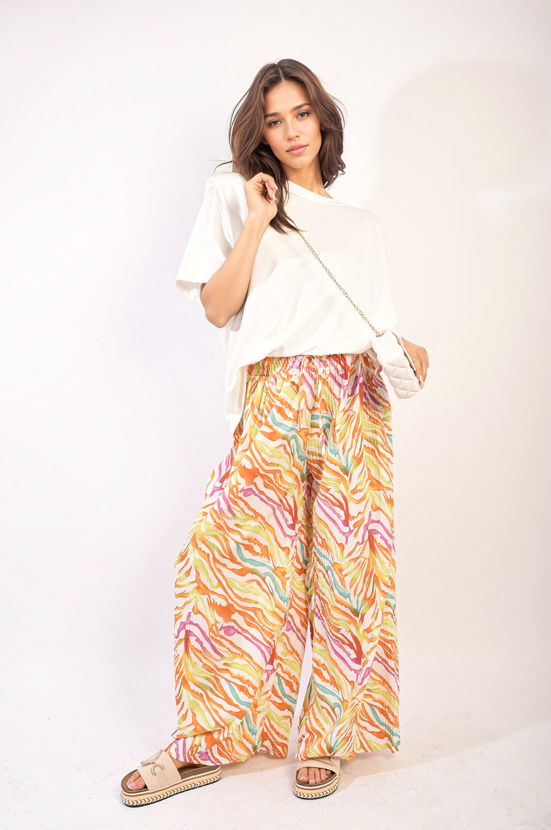 ELAINE Pleated Wide Leg and Elastic Waist Trousers