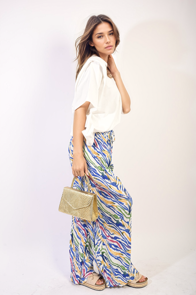 ELAINE Pleated Wide Leg and Elastic Waist Trousers