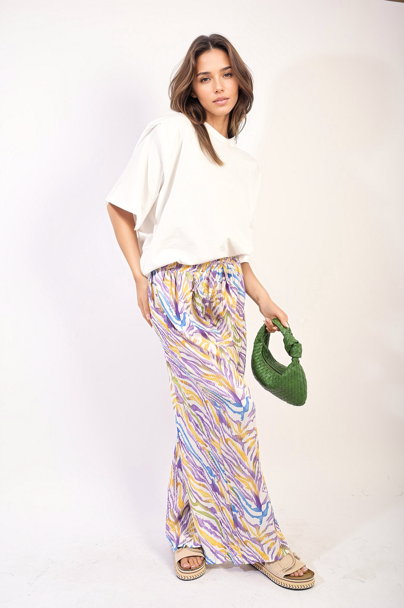 ELAINE Pleated Wide Leg and Elastic Waist Trousers