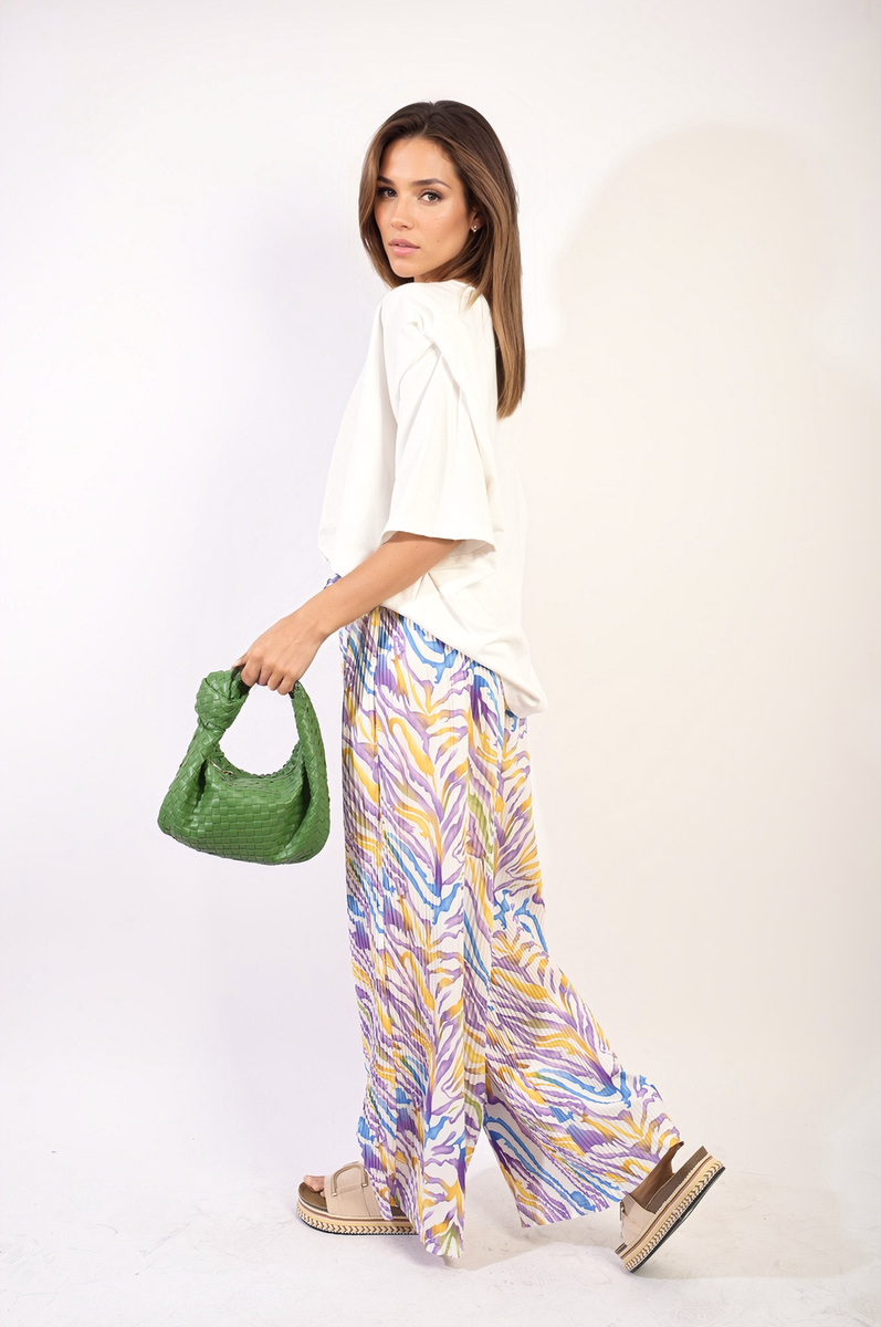 ELAINE Pleated Wide Leg and Elastic Waist Trousers