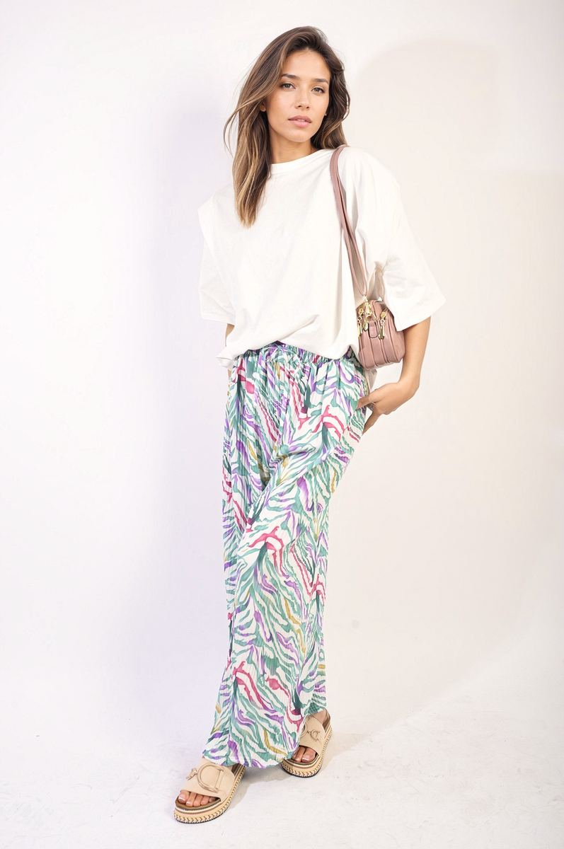 ELAINE Pleated Wide Leg and Elastic Waist Trousers