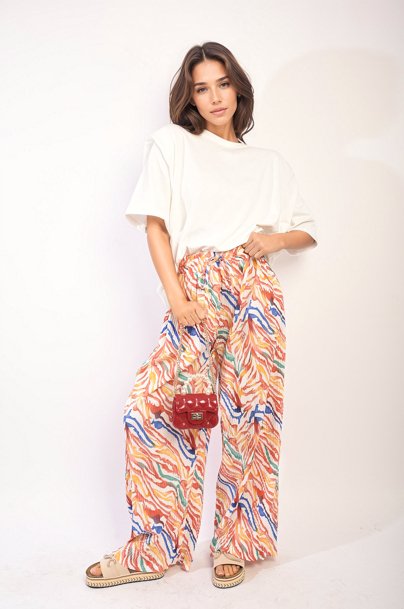 ELAINE Pleated Wide Leg and Elastic Waist Trousers