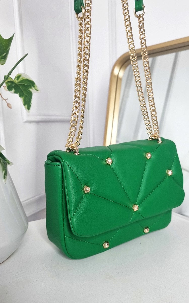 ELIZA Studded with Chain Detail Handbag