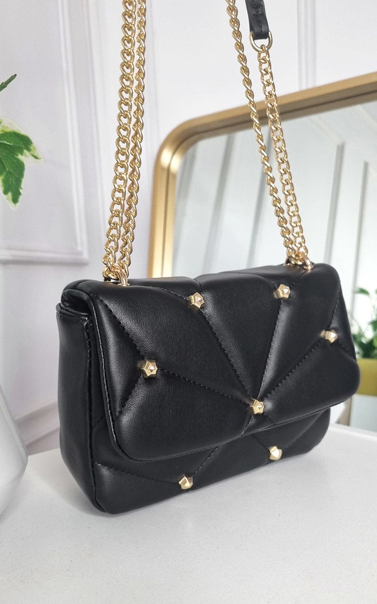 ELIZA Studded with Chain Detail Handbag