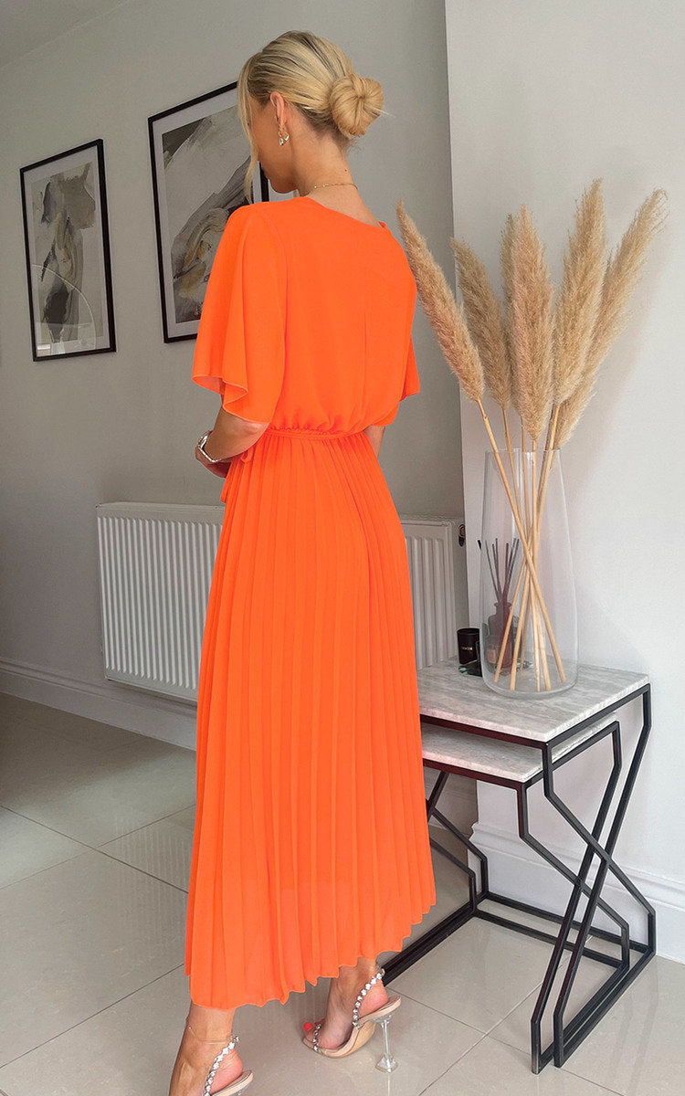 RACHEL Pleated Wrap Front  Maxi Dress