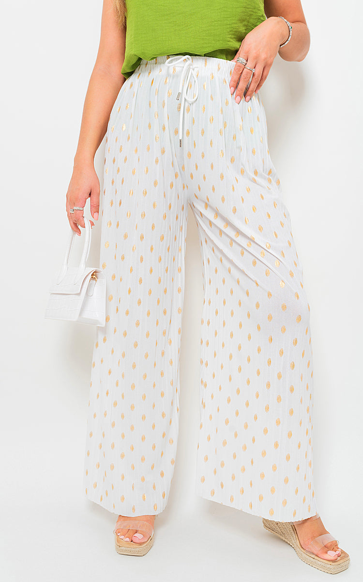 ELLA Gold Spot Pleated Trouser with Drawstring