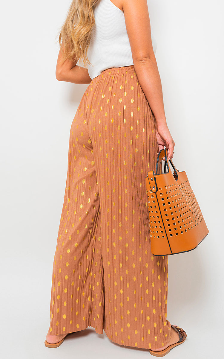 ELLA Gold Spot Pleated Trouser with Drawstring