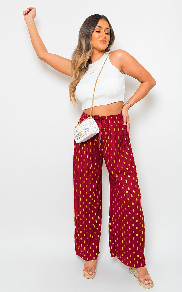 ELLA Gold Spot Pleated Trouser with Drawstring