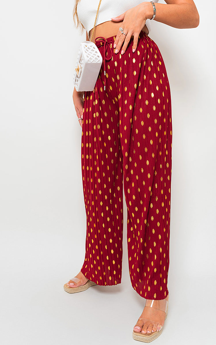 ELLA Gold Spot Pleated Trouser with Drawstring