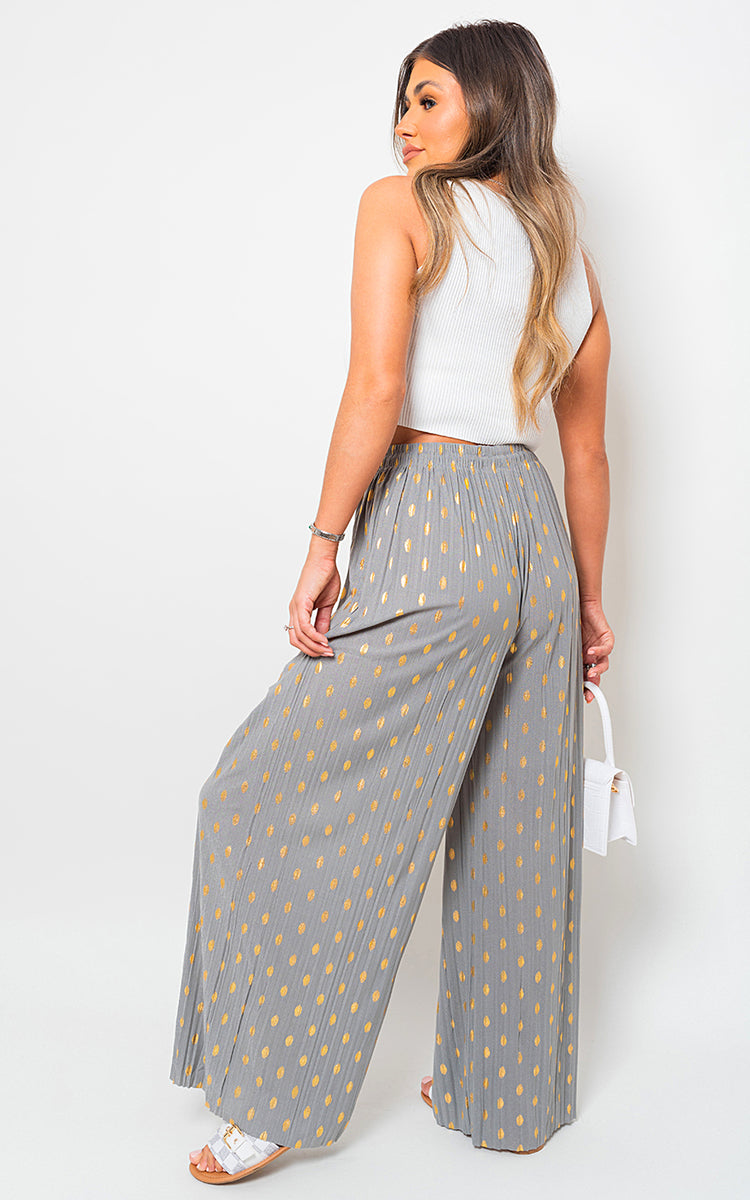 ELLA Gold Spot Pleated Trouser with Drawstring