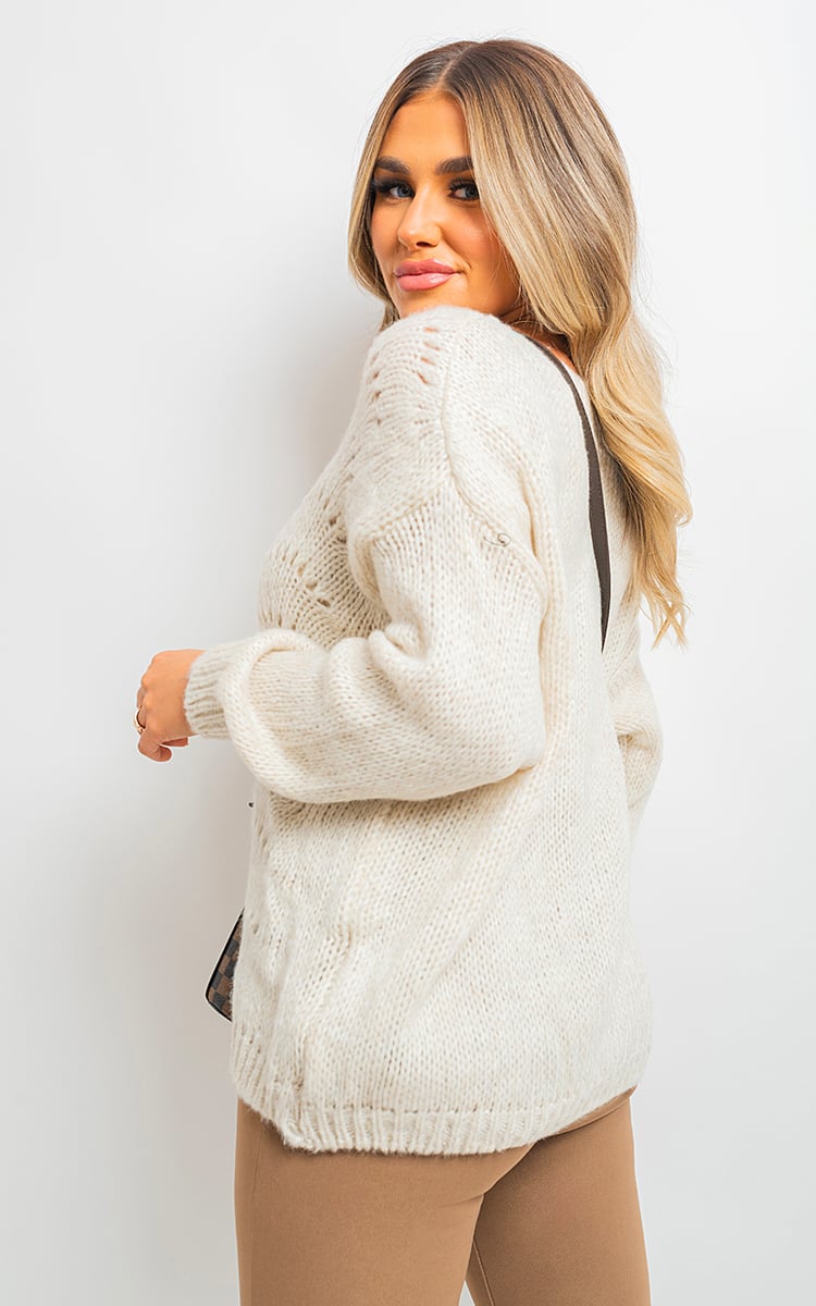 EMELY V Neck Long Sleeve Knitted Jumper