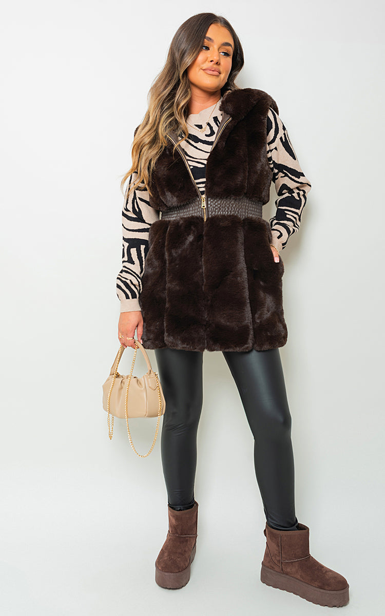 EMILEE FAUX FUR ZIP GILET