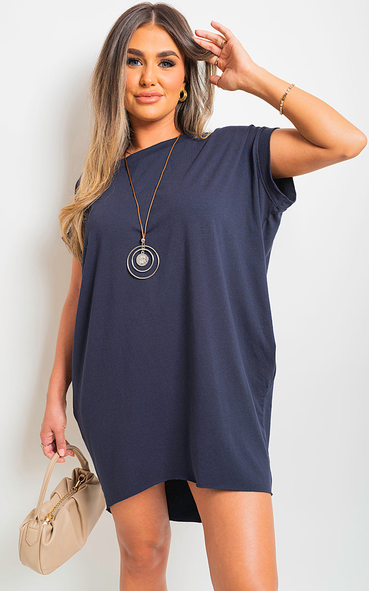 ESMEE POCKET FRONTED SHORT SLEEVE TOP DRESS plus size available