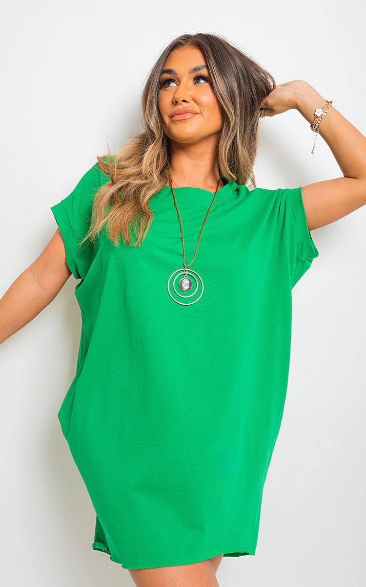 ESMEE POCKET FRONTED SHORT SLEEVE TOP DRESS plus size available