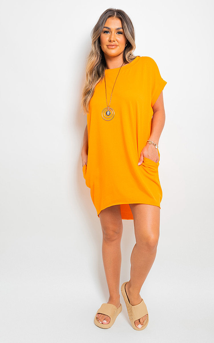 ESMEE POCKET FRONTED SHORT SLEEVE TOP DRESS plus size available