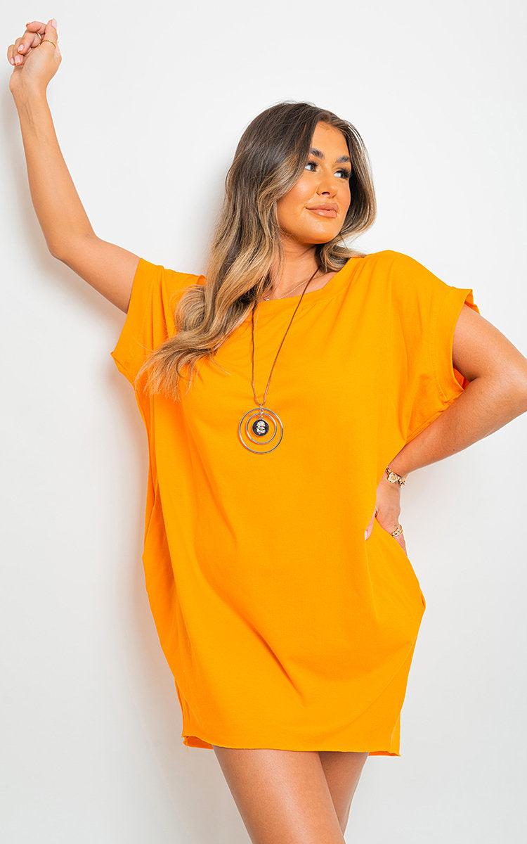 ESMEE POCKET FRONTED SHORT SLEEVE TOP DRESS plus size available