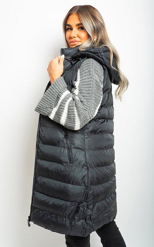 ESTELLA Hooded Longline Quilted Gilet