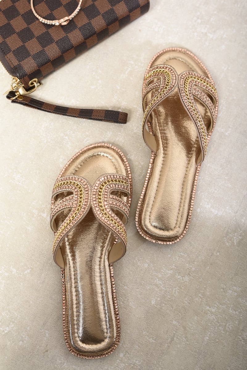 FATIMA Embellished Open Toe Flat Sandals