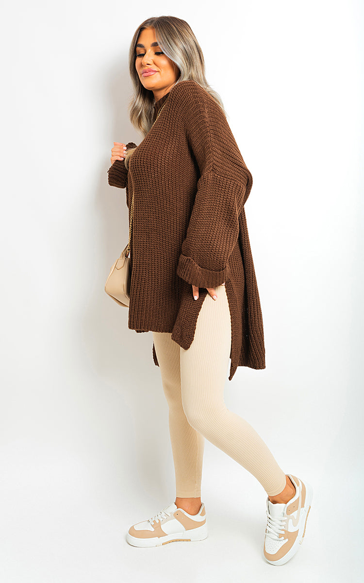 FAYE High Neck Oversized Long Sleeve Knitted Jumper