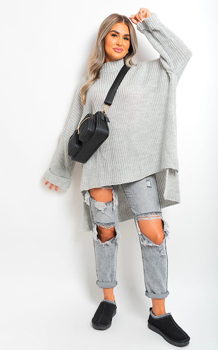 FAYE High Neck Oversized Long Sleeve Knitted Jumper