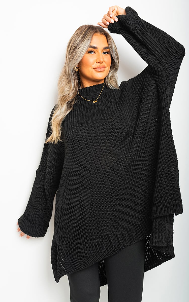 FAYE High Neck Oversized Long Sleeve Knitted Jumper