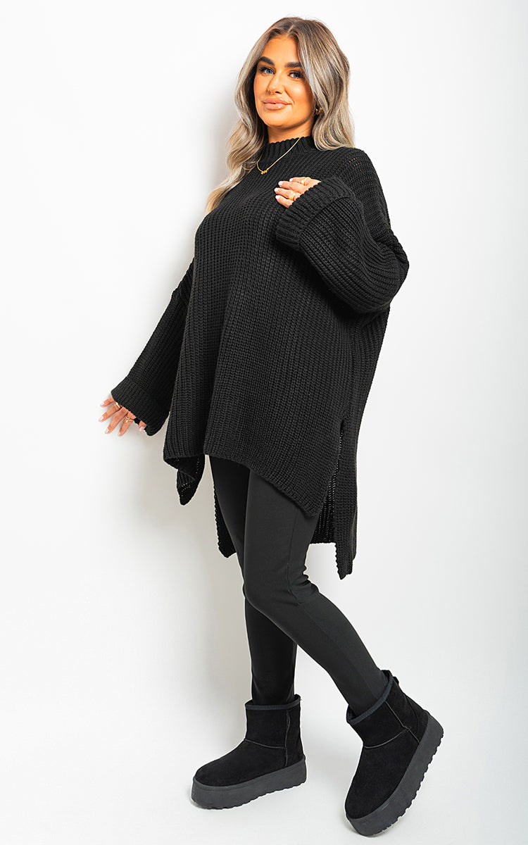 FAYE High Neck Oversized Long Sleeve Knitted Jumper